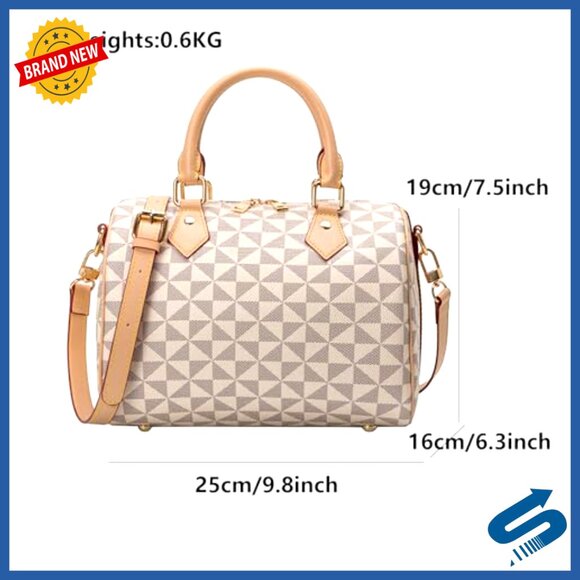 Large Vegan Leather Satchel Crossbody Bag with Multiple Pockets - Picture 5 of 7